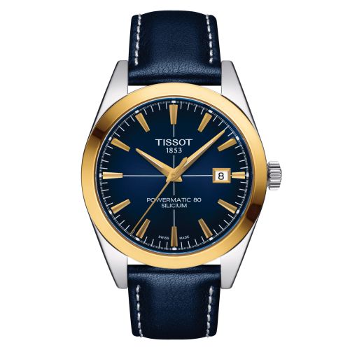 Tissot Gentleman Powermatic Stainless Steel / Yellow Gold / Blue / Strap